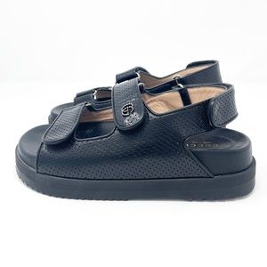 GUCCI BLACK LEATHER DAD SANDALS EU 36